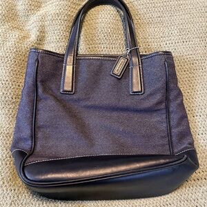 Coach Dark grey denim and Black Tote Bag
